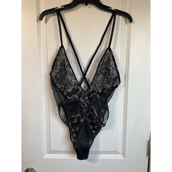 NWT Savage X Fenty Butterfly Wings‎ Lace & Mesh Teddy Purple Heat Size Large - Picture 7 of 9